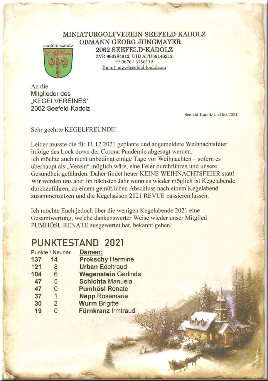 Kegeln 2021 Ergebnisse